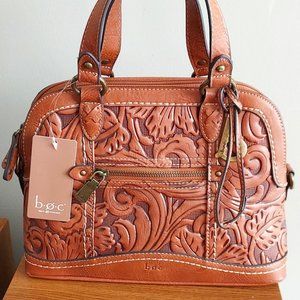Never used b.ø.c faux leather, tooled handbag